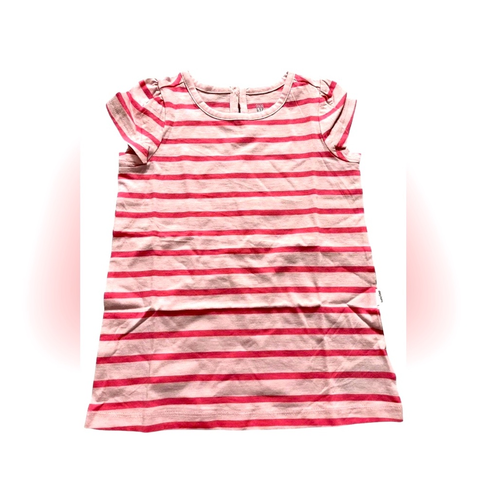 Baby GAP Print Dress, Short Sleeve, Pink Striped, Size 18-24 Months, NEW